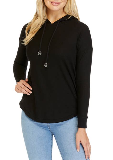 michael kors sherpa waffle hoodie black 